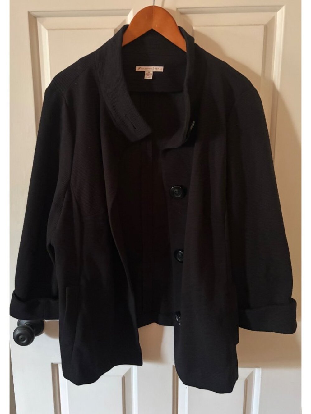 Woman's JM Collection Black Textured Jacket Large Front Buttons Size 2X